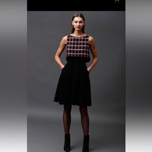 BADGLEY MISCHKA Cotton Blend Tweed Style Dress W/Pleated Skirt